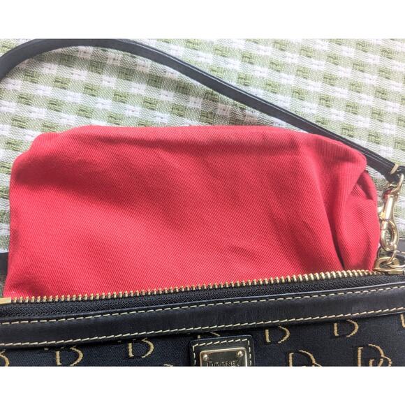 Dooney & Bourke Grooved Leather Top Zip Wristlet Clutch Black Gold DB Monogram - Picture 11 of 11